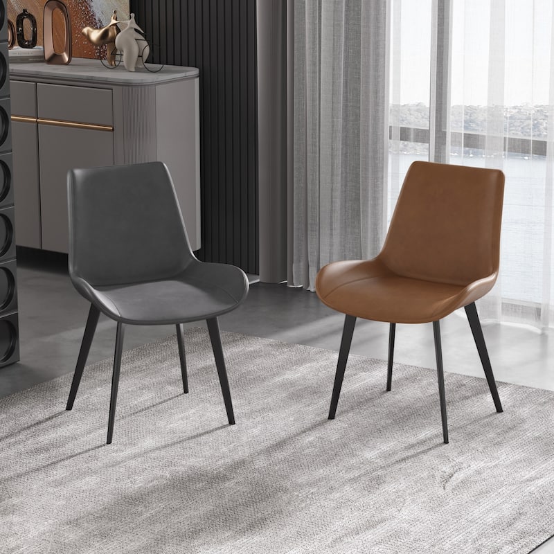 Modern Faux Leather Bucket Seat Dining Chairs (set of 2)