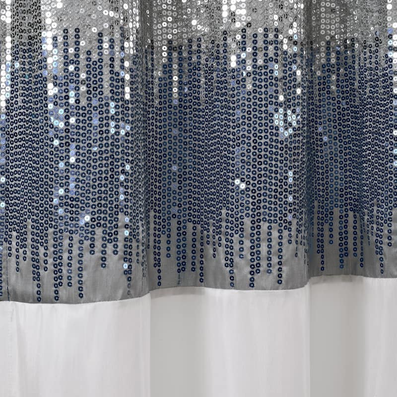Silver Orchid Page Two-tone Faux Silk Glamorous Sequins Sparkle Single Curtain Panel
