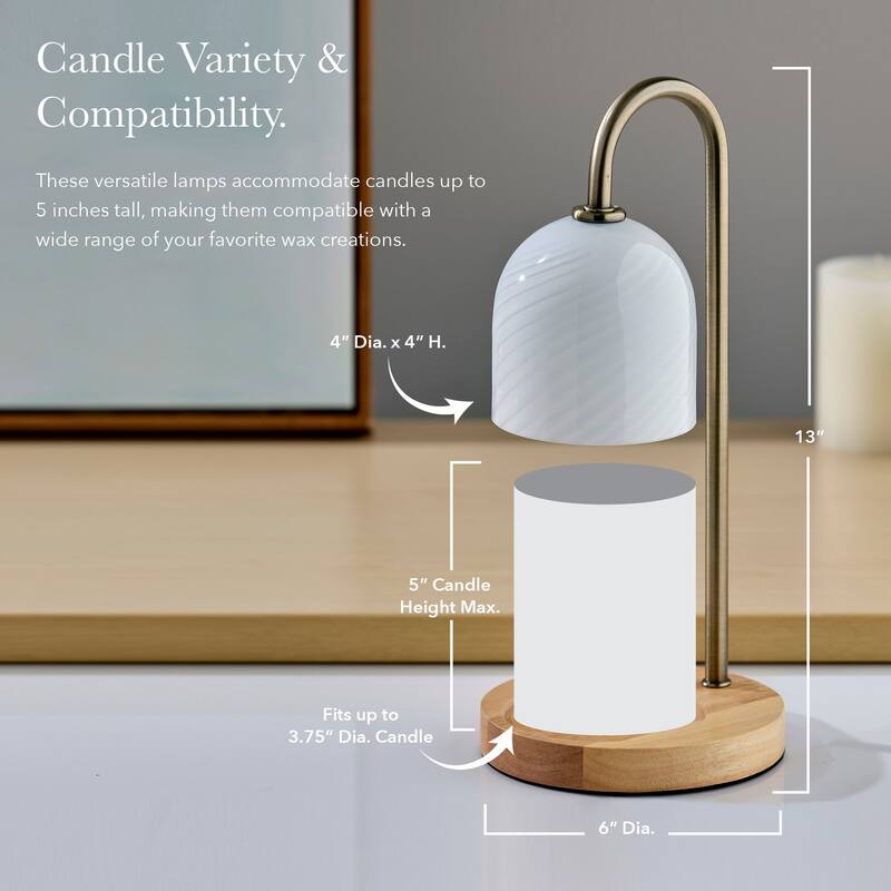 Alcott Candlewarmer Lamp with Timer - Dimmable Wax Melt Heater, 3 Lighting Modes & Auto Shutoff - Swirled Glass