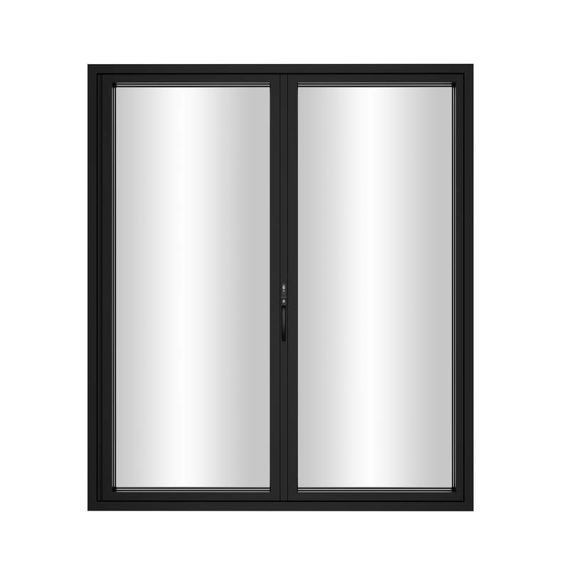 KaMic Elite-Fold 72" x 96" 2-Panel Aluminum Folding Door in Black with Hidden Hinges & Rollers, Folded Out From Right To Left