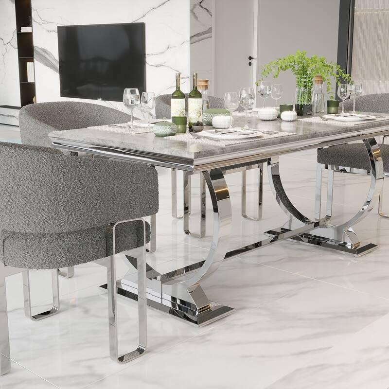 Luxurious Dining Room Table Set with Velvet Dining Chairs