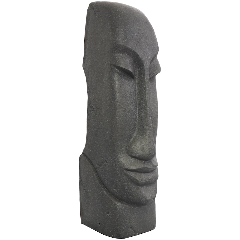Resin Face Tall Distressed Totem Decorative Sculpture - Black - Roche River Decor
