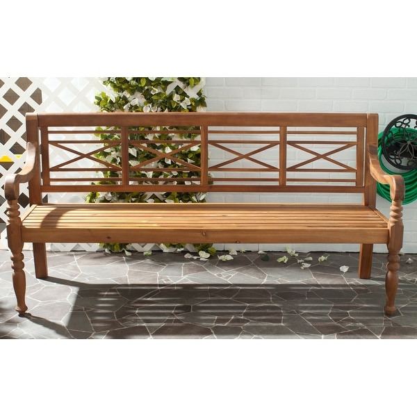 SAFAVIEH Outdoor Living Karoo Natural Acacia Wood Bench - 70.1" x 24.4" x 34.3"