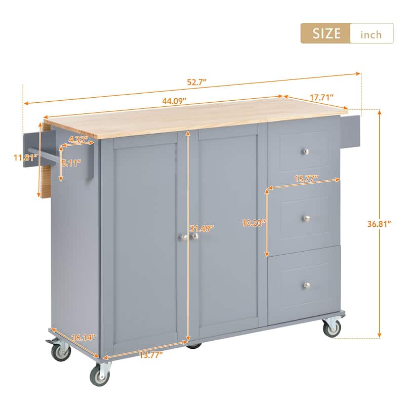 Multifunctional Kitchen Cart with Spice Rack and Adjustable Shelves