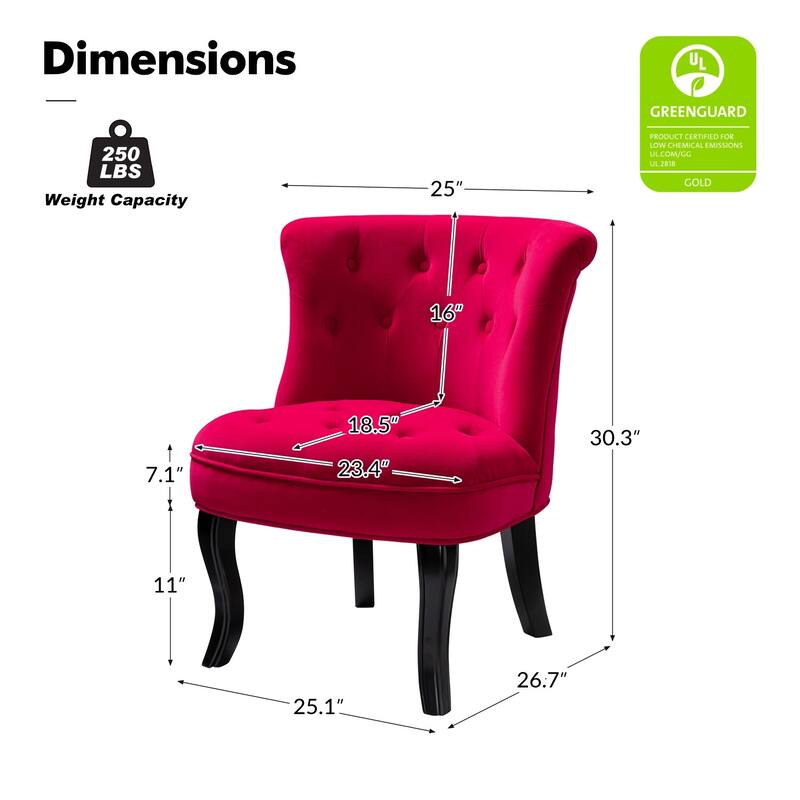 Paolino 25.1" Wide Traditional Velvet Button-tufted Back Stools with Wood Legs by HULALA HOME