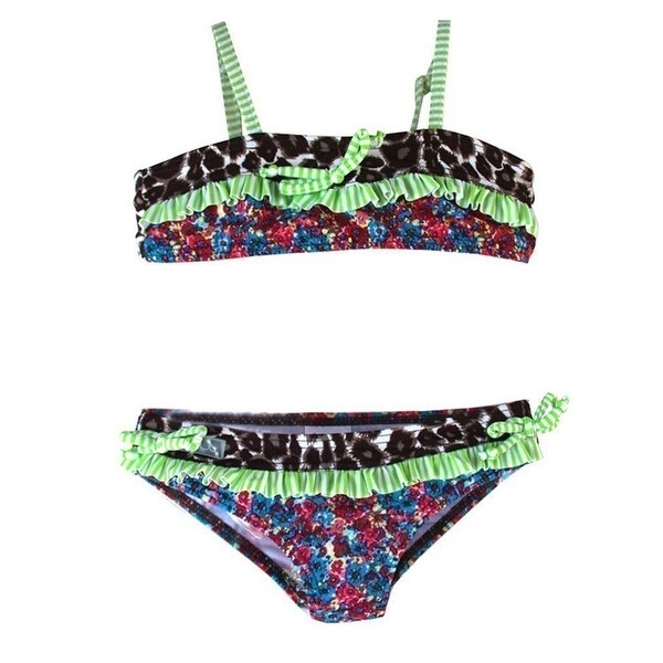 blue bandeau swimsuit