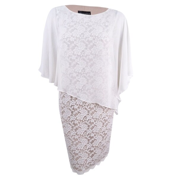 white plus size cape dress