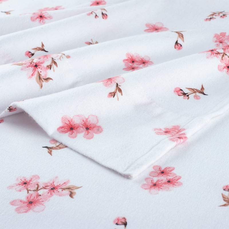 Pointehaven Printed Cotton 180 GSM Deep Pocket Oversized Brushed Flannel Sheet Set