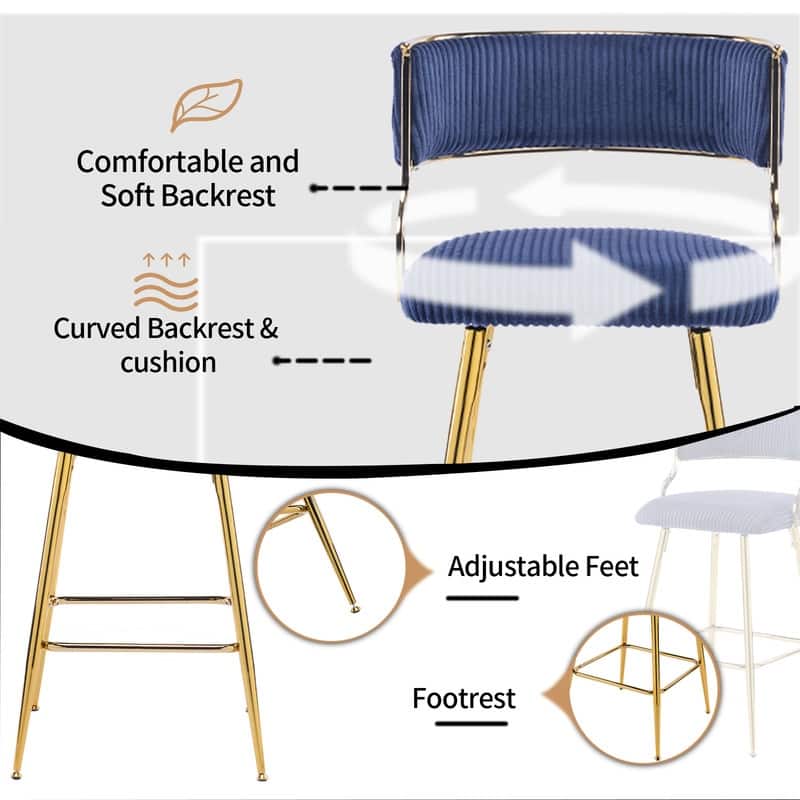 Thick Padded Cushion Metal Legs Modern Bar Stool