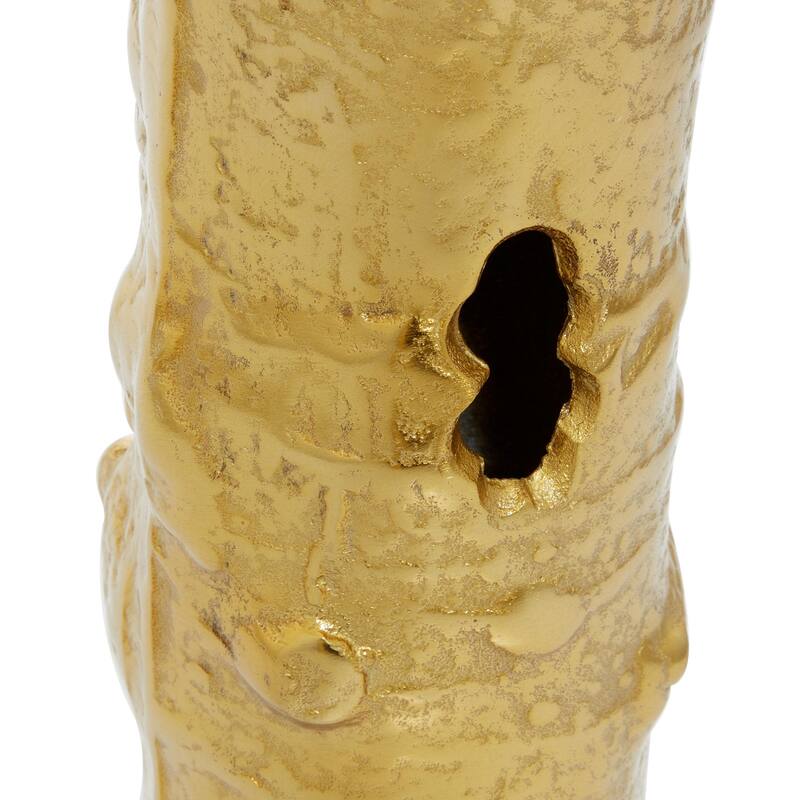 Aluminum Metal Tree Trunk Inspired Decorative Vase - Set of 2 Gold or Silver - CosmoLiving by Cosmopolitan