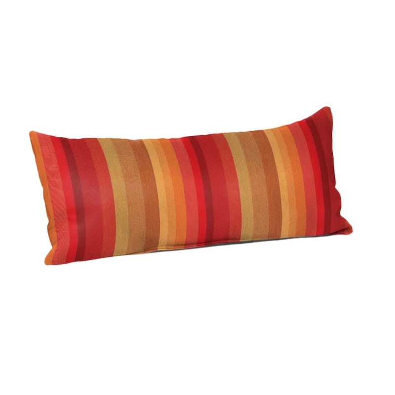 Sunbrella Stripe Fabric 1-Piece Indoor/Outdoor Lumbar Pillow, 22"W x 9"L, Maxim Classic - 22"W x 9"L - Astoria Sunset