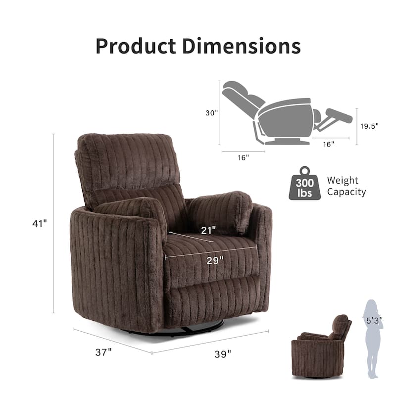 Furniture of America Jorvien Modern Chenille Power Swivel Glider Recliner with Pillows