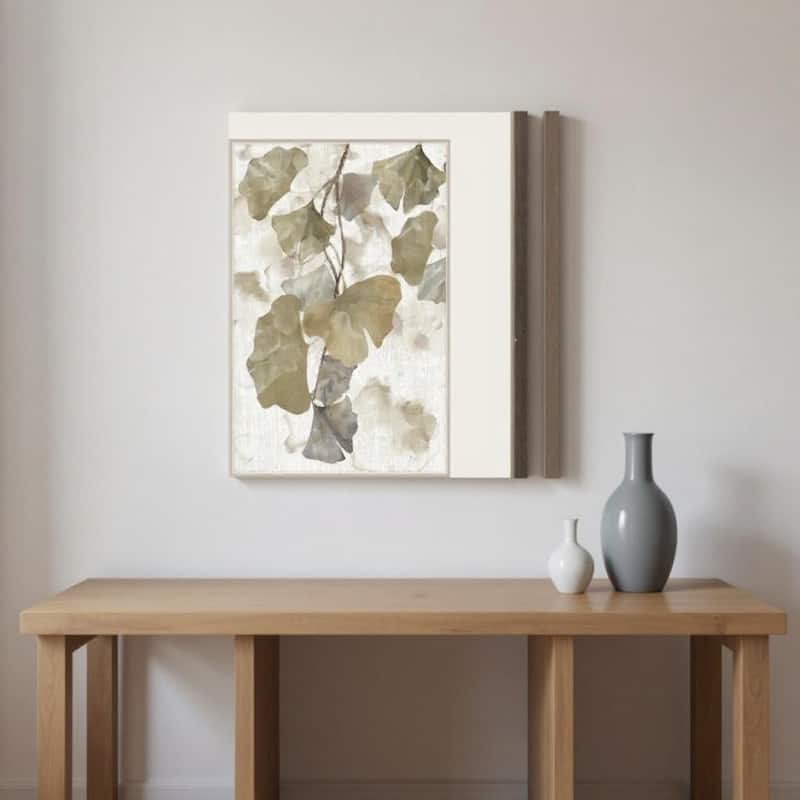 HomeRoots Set Of Two Gingko Accent Silver Framed Wall Art - 19.00 in. x 25.00 in.  x 1.00 in.
