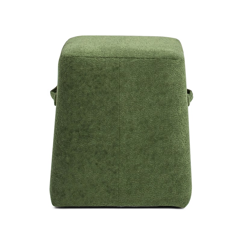Oliver 16" Tapered Square Fleeced Teddy Boucle Upholstered Ottoman
