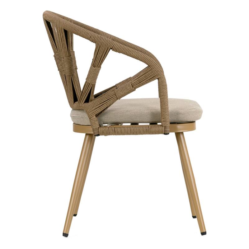 Set of 2 Binda Brown Outdoor Dining Chair with Hand-Woven Back