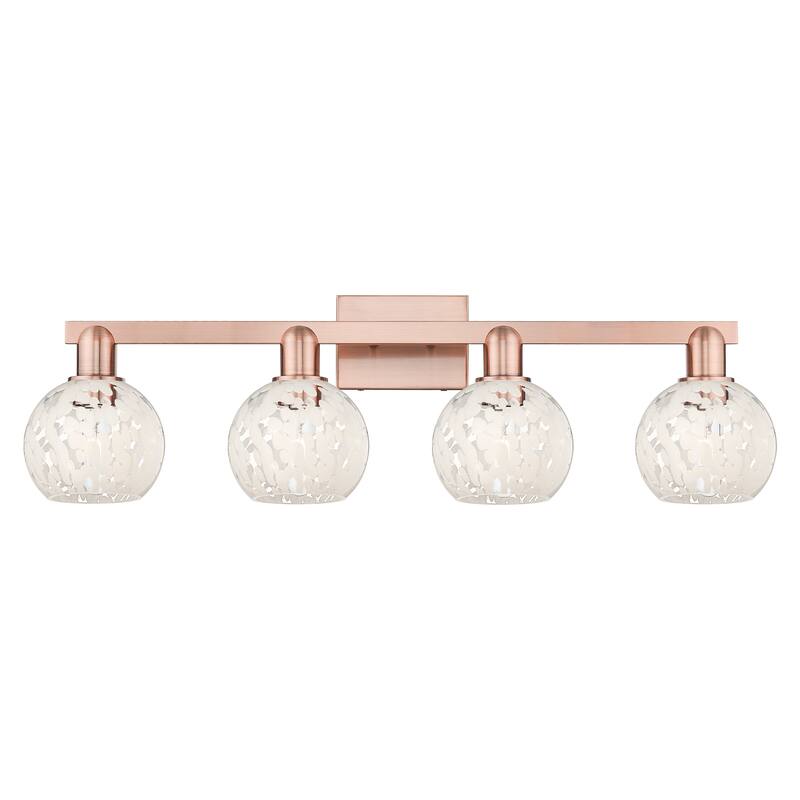 Innovations Lighting Endless Possibilities Arcadia - White Mouchette - 4 Light 33" Bath Vanity Light - Antique Copper