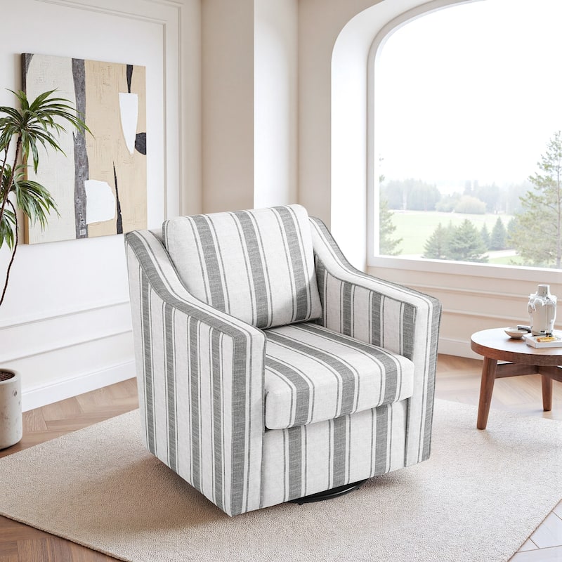 UIXE Chenille/Leather Swivel Barrel Chair Accent Chairs For Living Room