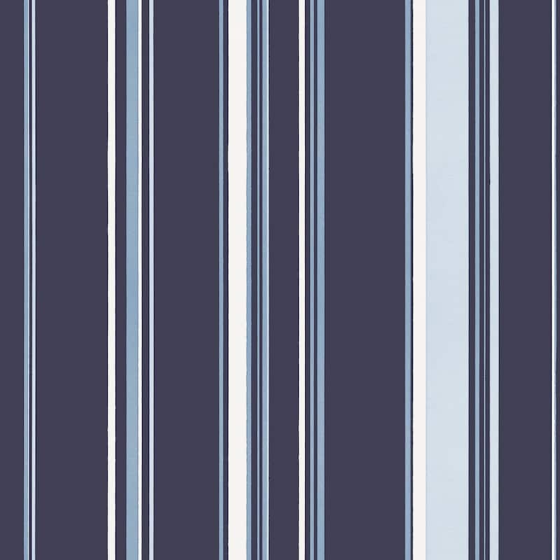 Galerie Wallcoverings Smart Stripes 3 Casual Stripe Vinyl on Non-woven Matte Wallpaper Roll - 33 feet long x 21 inches wide - Navy/Blue