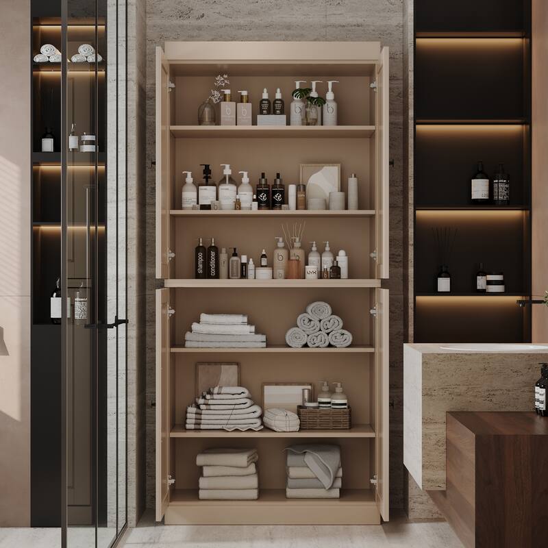 Palace Imports 100% Solid Wood 32" Bathroom Storage Cabinet with Shaker Doors and Adjustable Shelves