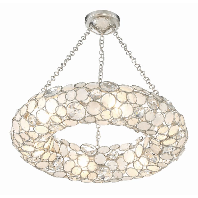 Palla 6 Light Antique Silver Chandelier - 24"W x 5.25"H x 24"D