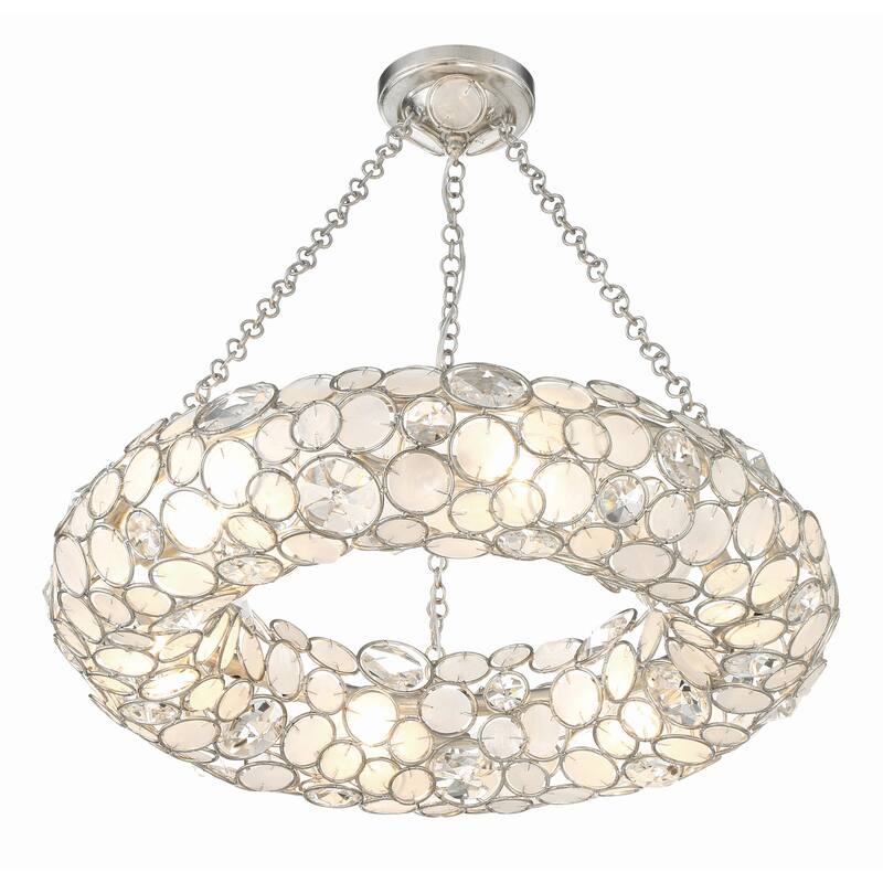 Palla 6 Light Antique Silver Semi Flush Mount - 24"W x 5.25"H x 24"D