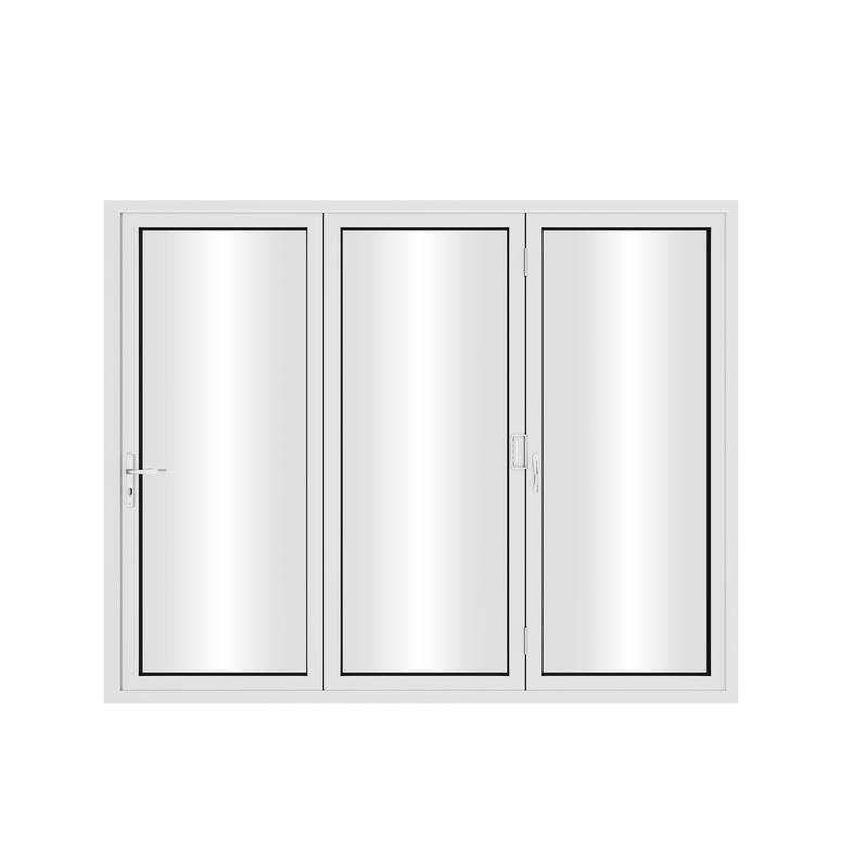 KaMic 108"×96" 3 Panels Aluminum Folding Door In White,Folded Out From Right To Left Model #:FD3PWH10896-RL