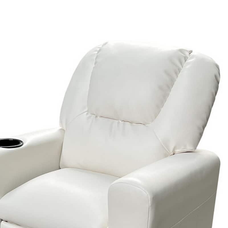 Nik Youth Recliner Chair, Cup Holder, Padded Seat and Back, White