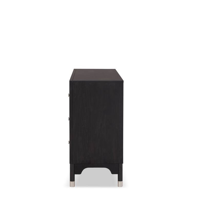 Furniture of America Forma Mid-Century Modern Black Solid Wood 6-Drawer Dresser