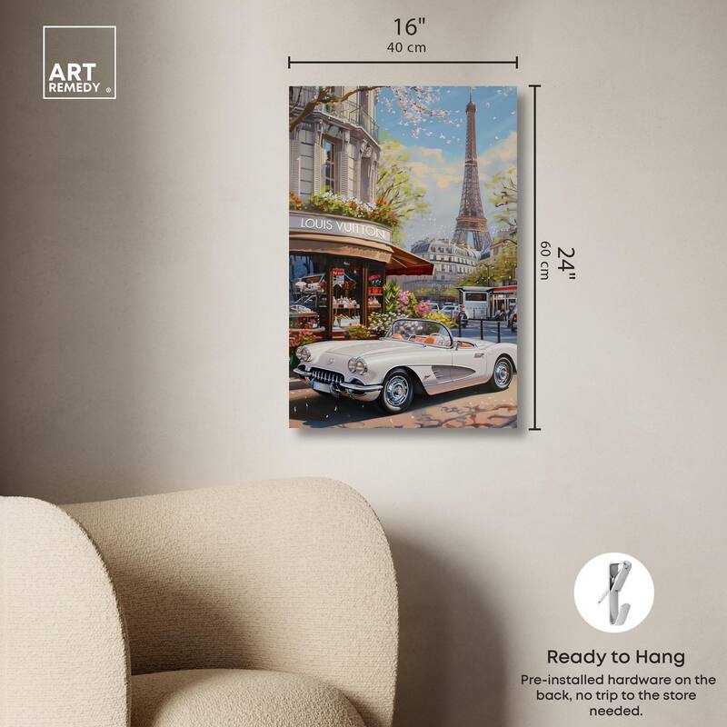 A View of Paris from the Car Canvas by Art Remedy, Gallery Wrapped