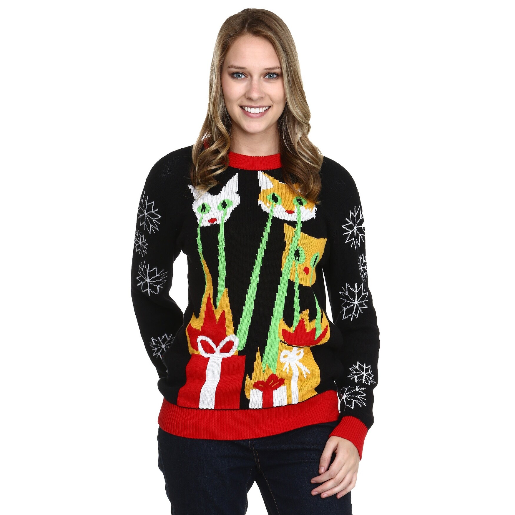 Shop Laser Cat Zillas Ugly Christmas Sweater Overstock 18971560