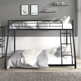 Metal Bunk Bed, Twin over Full Bunk Bed with Ladder, Heavy-duty Sturdy Metal Bedframe with Safety Guard Rails, CPC Certified