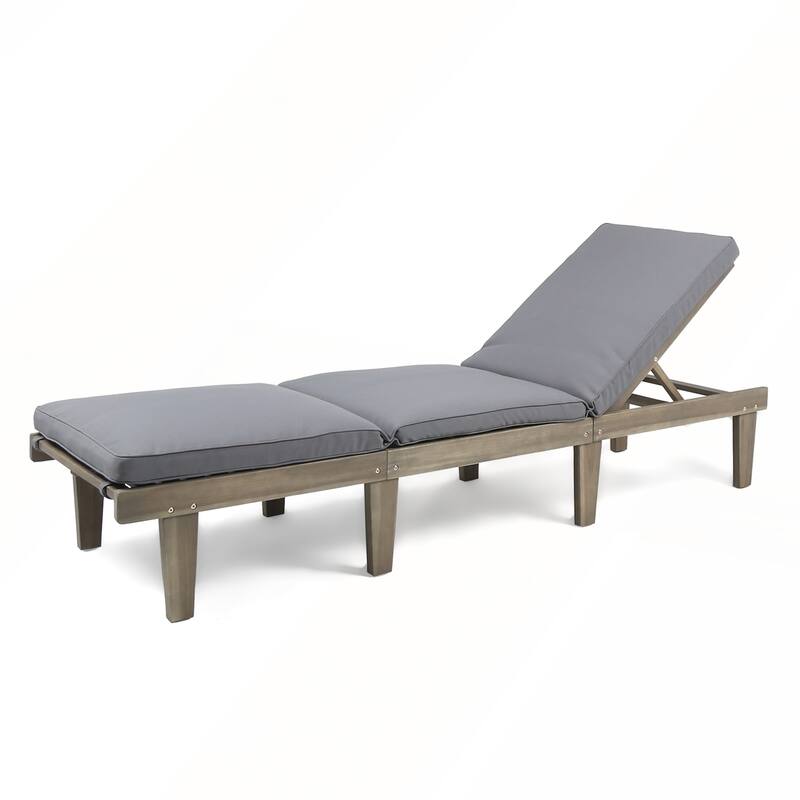 Acacia Wood Chaise Lounge with Cushion Outdoor Relaxation