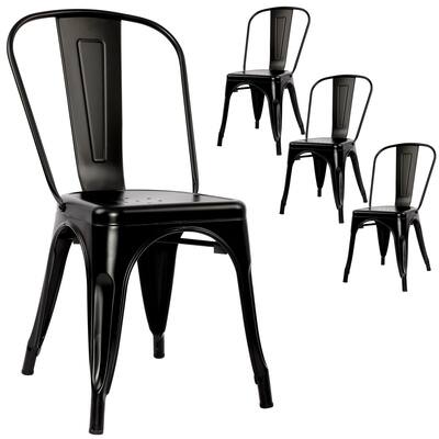 Metal Dining Chairs Set of 4 Stackable Patio Chairs for Indoor Outdoor Kitchen Restaurant