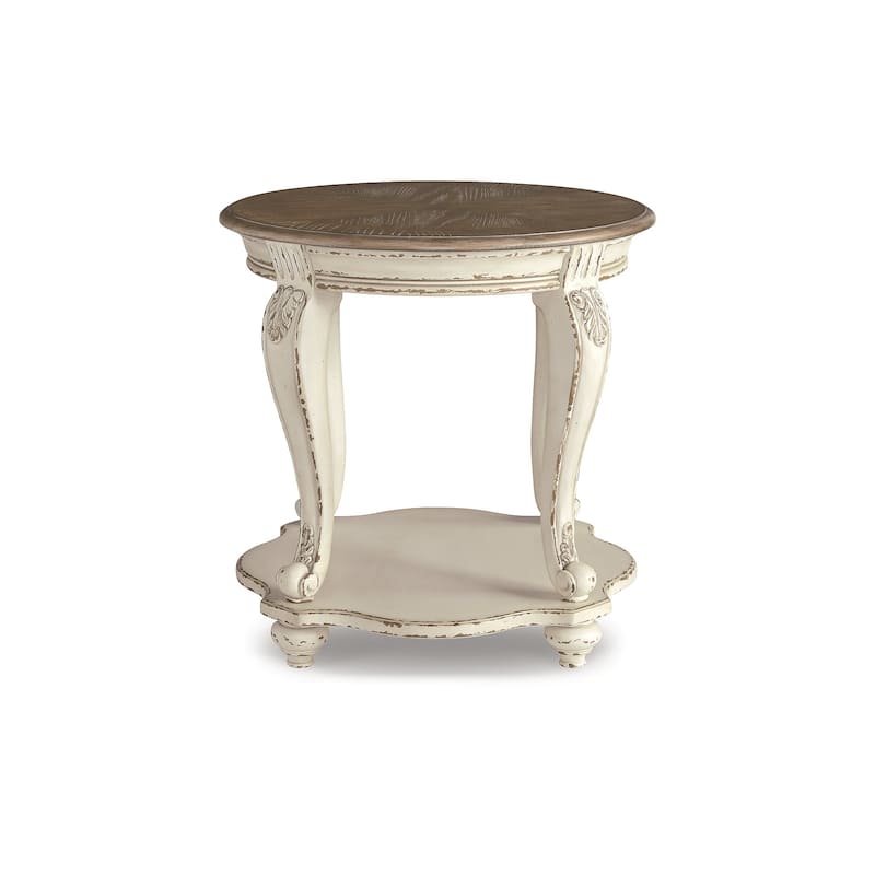 Signature Design by Ashley Realyn White/Brown 2-Piece End Table Package - 26" W x 26" D x 25.88" H
