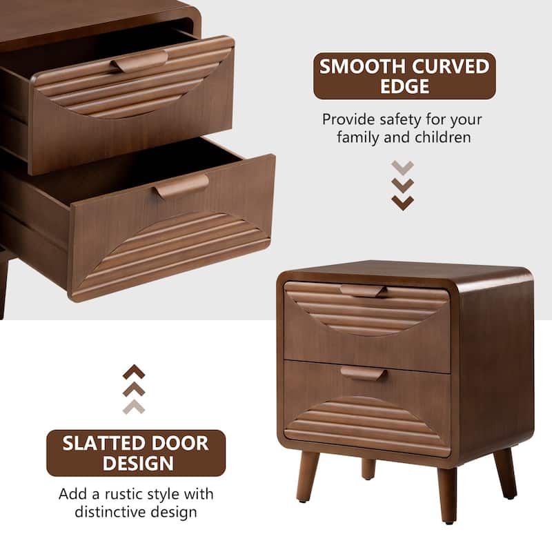 COSIEST Modern Brown End Table with Drawers