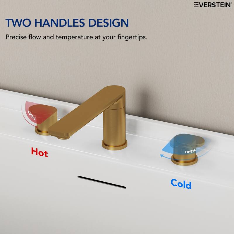 Modern Deck-Mount 2-Handle 360° Rotatable Bathtub Faucet Widespread 3 Hole Tub Filler