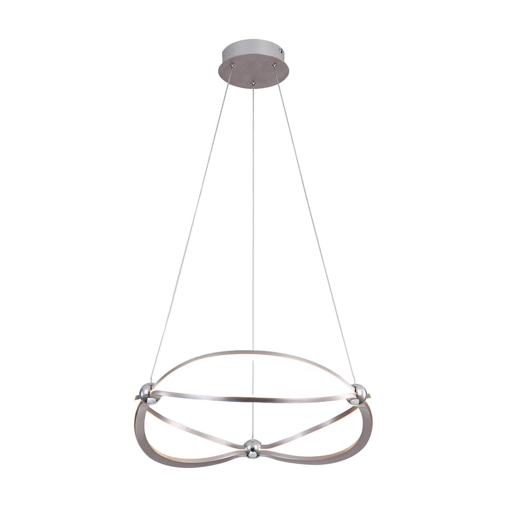 Spirale 19" LED Chandelier in Satin Nickel with No Shade - Silver