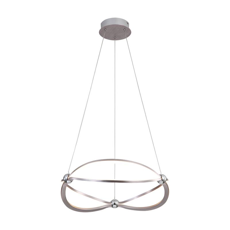 Spirale 19" LED Chandelier in Satin Nickel with No Shade - Silver