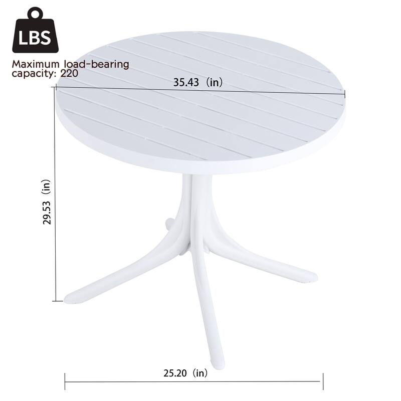 Modern Round Plastic Table - 36 Inch Indoor/Outdoor Dining Table & Coffee Table
