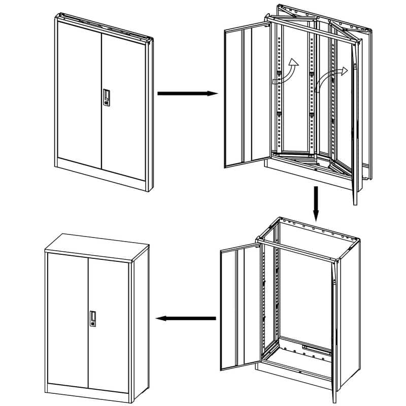Metal Folding Filing Storage Cabinet with Locking Doors and Adjustable Shelf