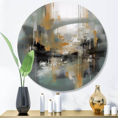 Designart "Abstract Design Shapes V" Abstract Metal Round Wall Art