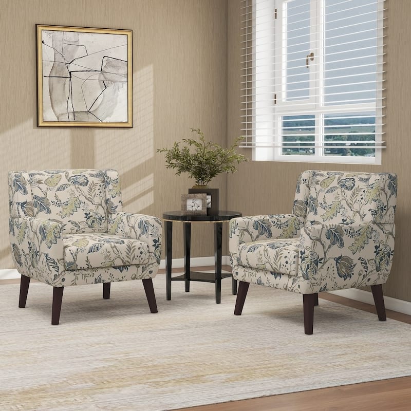 Modern Accent Armchair Comfy Accent Chair For Living Room/Bedroom - Set of 2 - Pattern LEAF/Set