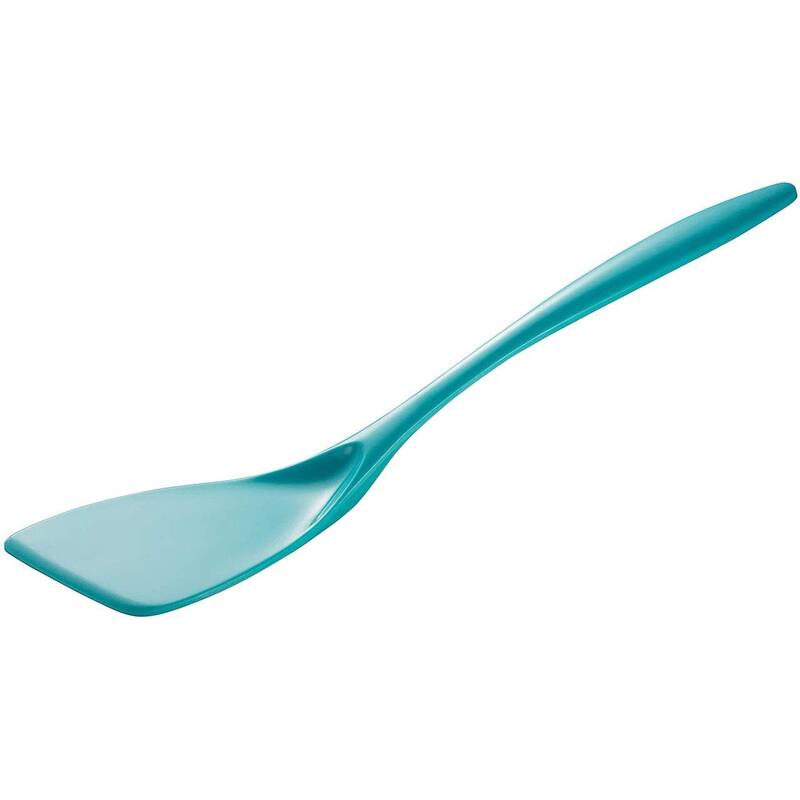 Hutzler 12.5 Inch Melamine Angled Solid Turner Spatula - Turquoise