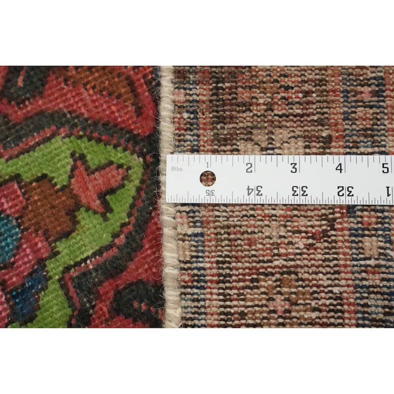 Hand Knotted Oriental 100% Wool Carpet Traditional Floral Red Tabriz Runner Rug - 11' 1'' X 3' 1''