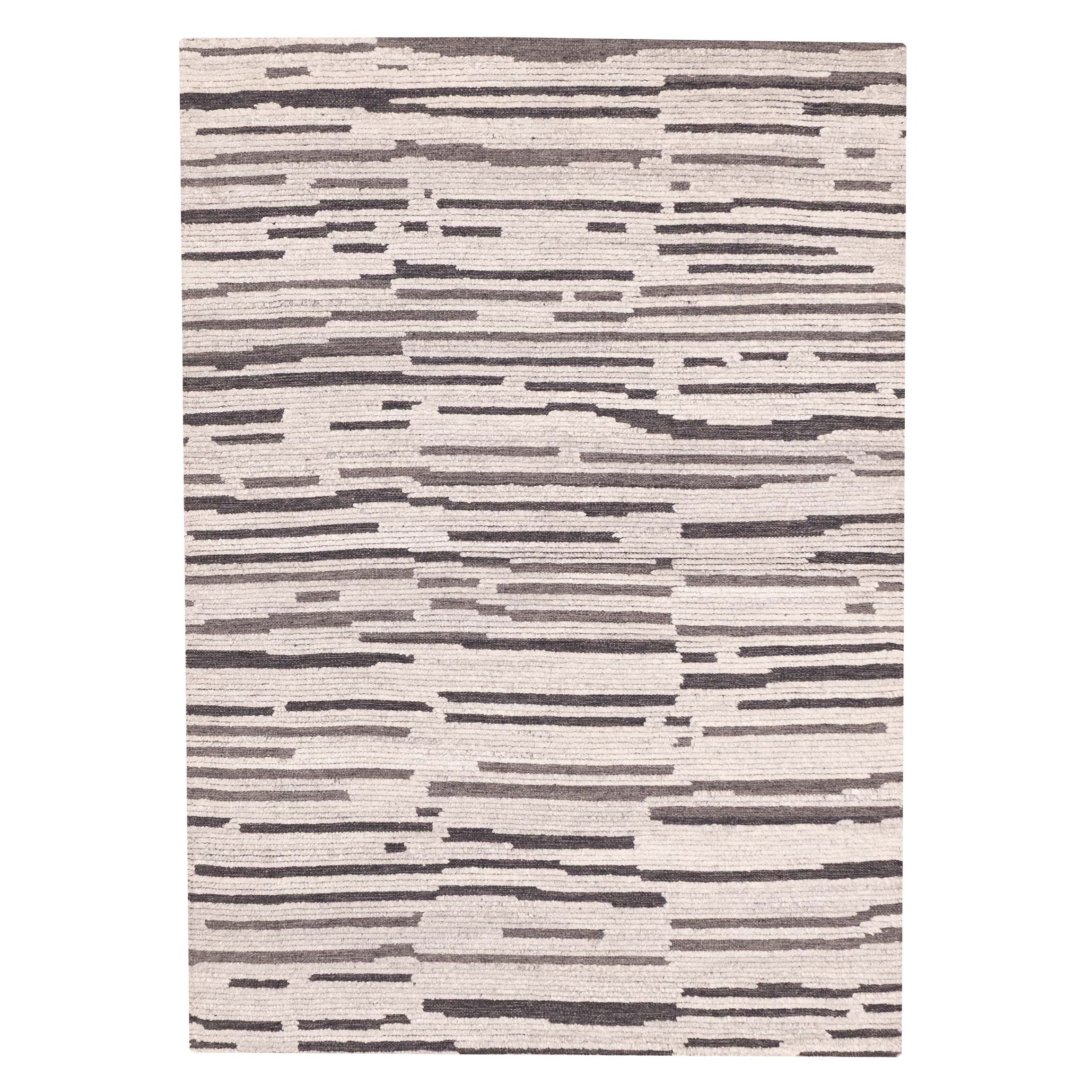 ECARPETGALLERY Hand-knotted Tangier Light Grey Wool Rug - 5'4 x 7'7