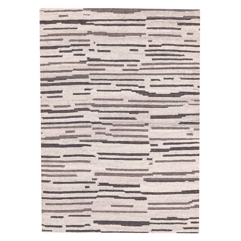 ECARPETGALLERY Hand-knotted Tangier Light Grey Wool Rug - 5'4 x 7'7