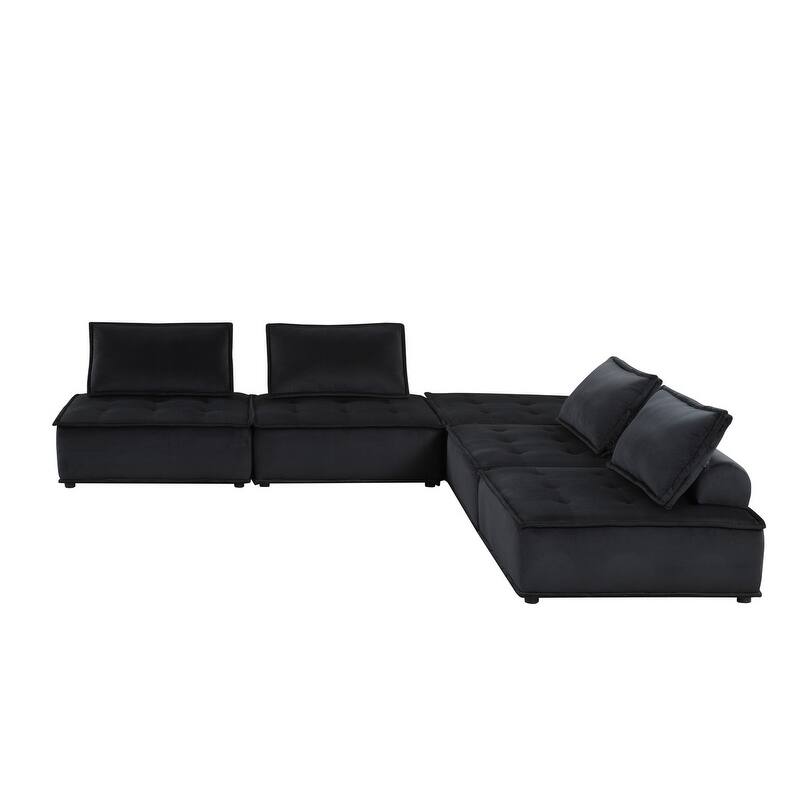 Anna Velvet 5 Pc Sectional Sofa Ottoman
