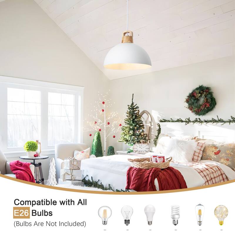 1-Light Rustic Hanging Pendant Light with Metal Shaded for Kitchen Island