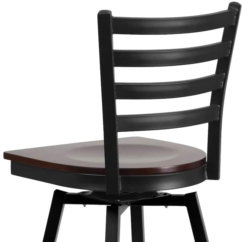 Ladder Back Swivel Metal Barstool - 16.5"W x 20.5"D x 44.5"H - 16.5"W x 20.5"D x 44.5"H