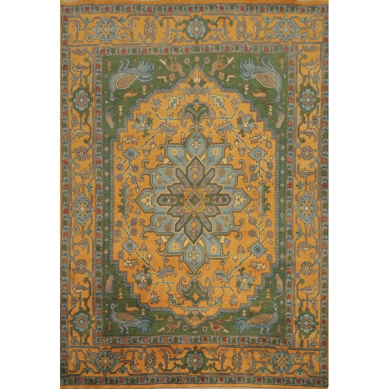 Hand Knotted Oriental 100% Wool Carpet Traditional Floral Oranges & Rust Ziegler Area Rug - 9' 10'' X 8' 0''